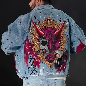 Hand Painted Jacket Made to Order: Painted Denim Jacket, Unique Personalized Clothes for Any Your Idea, Custom Jean Jacket for Men or Women!