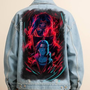 Hand Painted Jacket Made to Order: Painted Denim Jacket, Unique Personalized Clothes, Custom Anime Battle Jean Jacket, Wearable Art Gift