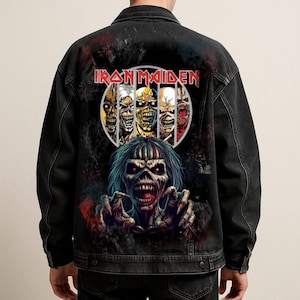 Hand Painted Jacket Made to Order: Painted Denim Jacket, Unique Personalized Clothes, Customized Rock Music Jean Jacket, Wearable Art Gift
