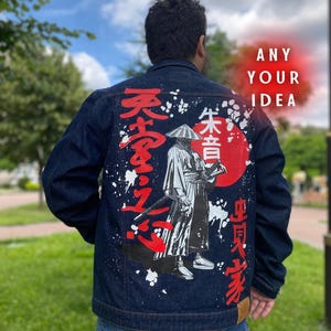 Hand Painted Jacket Made to Order: Painted Denim Jacket, Unique Personalized Clothes for Any Your Idea, Custom Jean Jacket for Men or Women!