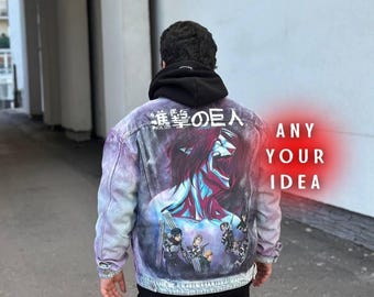 Hand Painted Jacket Made to Order: Painted Denim Jacket, Unique Personalized Clothes for Any Your Idea, Custom Jean Jacket for Men or Women!