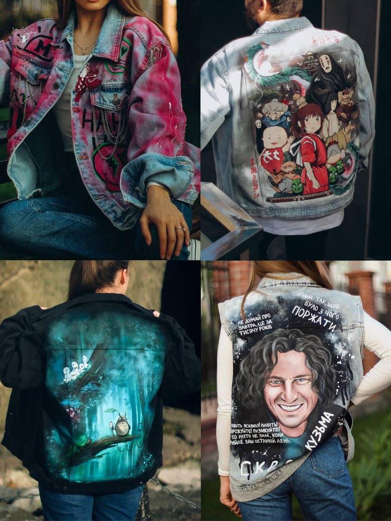 Hand Painted Jacket Made to Order: Painted Denim Jacket, Unique Personalized Clothes for Any Your Idea, Custom Jean Jacket for Men or Women!