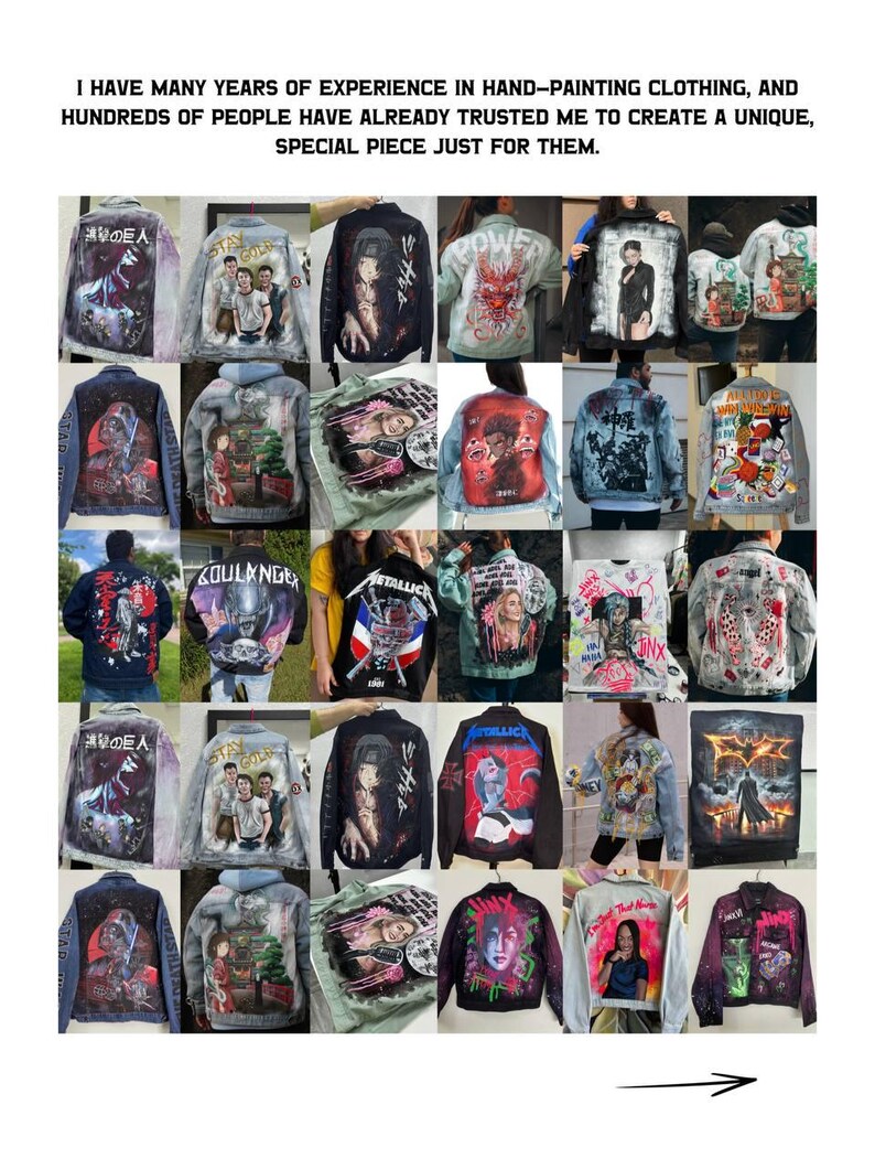 Hand Painted Jacket Made to Order: Painted Denim Jacket, Unique Personalized Clothes for Any Your Idea, Custom Jean Jacket for Men or Women!