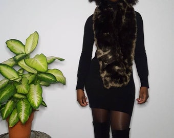 Brown faux fur scarf