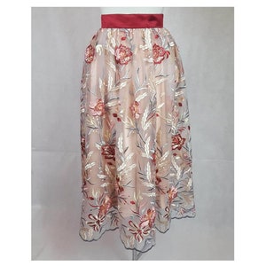 Embroidered and embellished  tulle full skirt  with 3D flowers