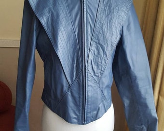 80s blue leather jacket