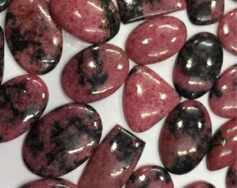 Genuine Rhodonite Gemstone Wt- 44 cts Rhodonite Cabochon Smmoth Cab Loose Gemstone. Rhodonite Pear Cabochon Size 34x20x6 mm