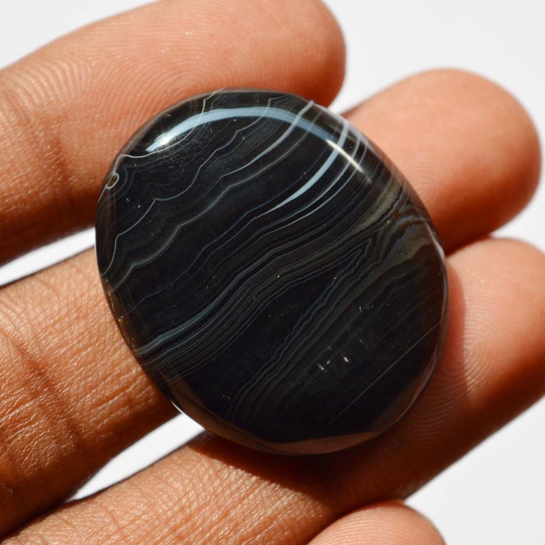 Craft Supplies Oval Shape Jewelry Making Pendant Stone 45.5 Carats Good Making G16902 Natural Banded Agate Gemstone Cabochon