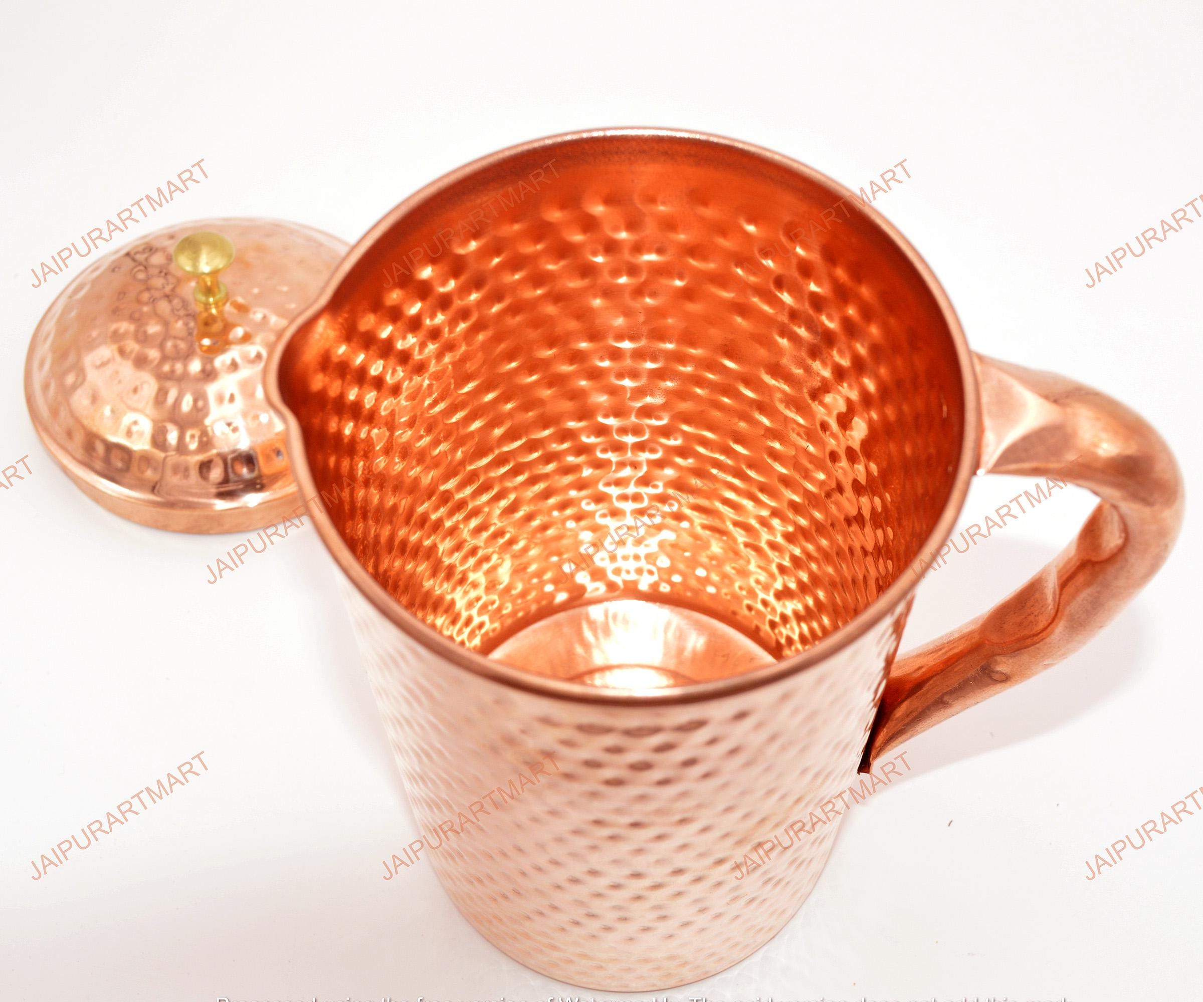 【高級】【純銅】 水差し ＋ グラス ×２ アーユルヴェーダ インド 職人手作り 高級】【純銅】 水差し ＋ グラス ×2 アーユルヴェーダ インド 職人