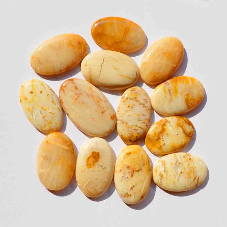 D154 413 Carats Natural Polka Dot Jasper Gemstone Jasper Cabochon 13 Pieces Jewelry Making Oval Shape Wholesale Supplier