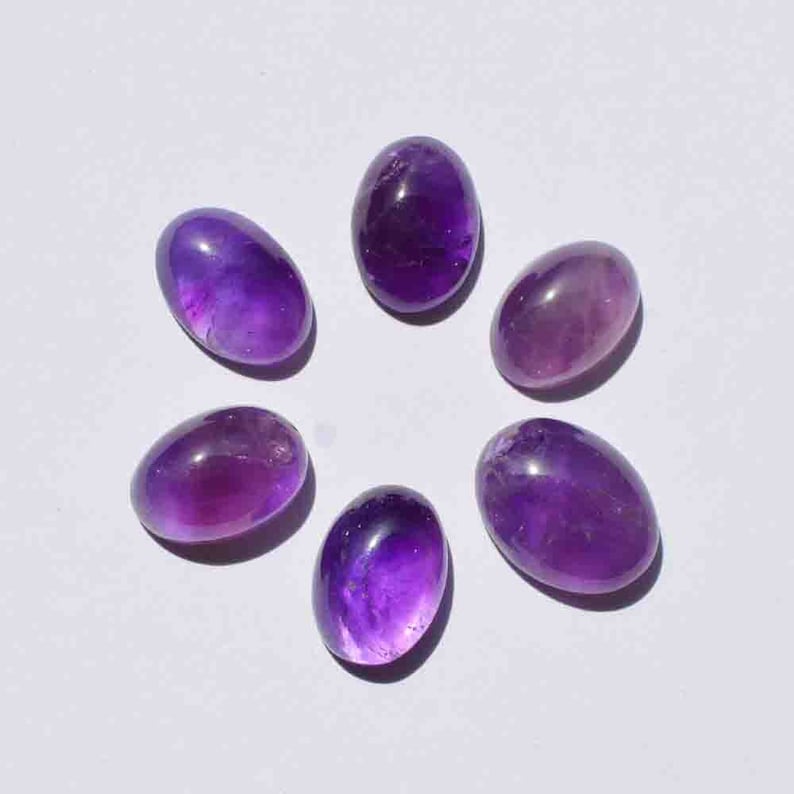 21.5 Carat Natural Amethyst Gemstone Cabochon 6 Pieces Lot Gemstone Wholesale Lot G25267 Purple Gemstone