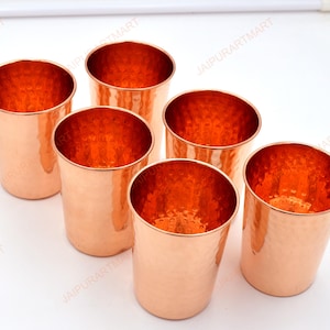 Pure Copper Water Cup Mug, Copper glass, Handmade Copper Cup, Ayurveda Benefits Copper, Gym Copper Glass- Set Of 6
