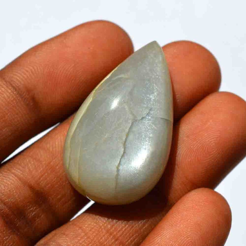 Craft Supplies 52 Carat Natural Grey Moonstone Gemstone Cabochon G24584 Pear Shape Moonstone Loose Cabochon