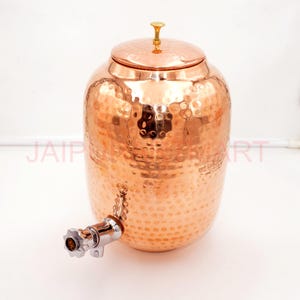 4L Copper Water Pot Hammered Copper Natural Ayurvedic Healing Water Pots Copper Tumbler Water Dispenser 135 Fl Oz