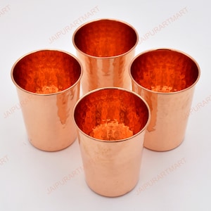 Pure Copper Water Cup Mug, Copper glass, Handmade Copper Cup, Ayurveda Benefits Copper, Gym Copper Glass- Set Of 4