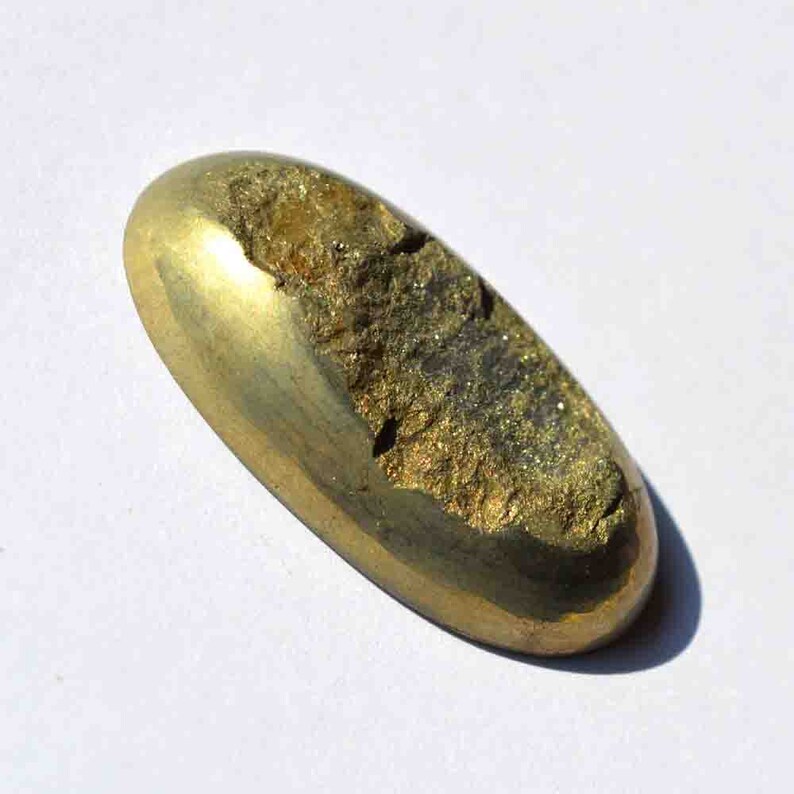 Wholesale Price G17322 Loose Cabochon 90 Carat Natural Pyrite Druzy Gemstone Cabochon Apache Gold Cabochon Oval Shape