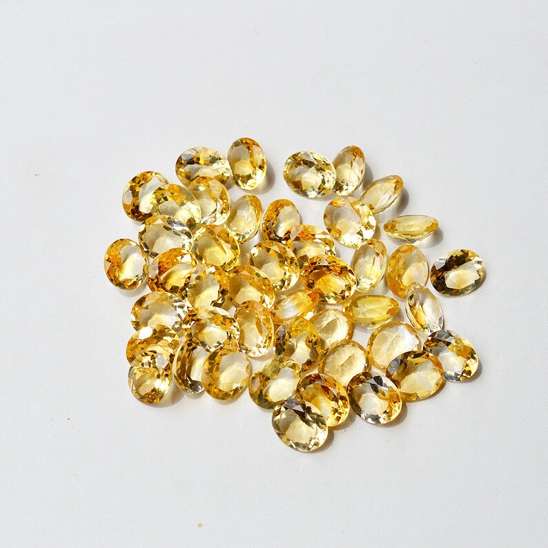 Wholesale Price 7x9 MM Oval Shape Genuine Citrine Gemstone Calibrated Cabochon Faceted Cut Citrine Yellow Gems