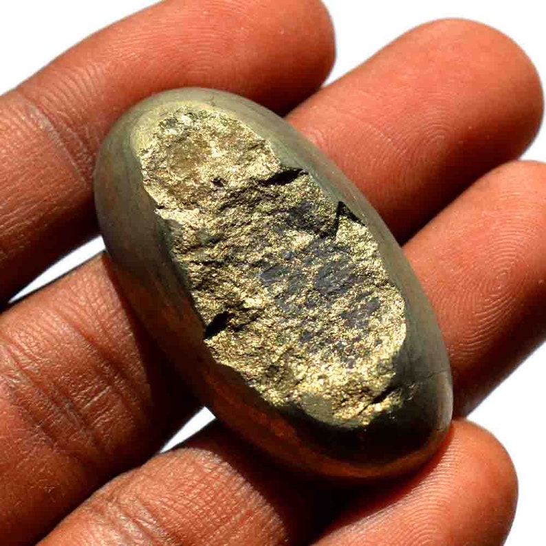 Wholesale Price G17322 Loose Cabochon 90 Carat Natural Pyrite Druzy Gemstone Cabochon Apache Gold Cabochon Oval Shape