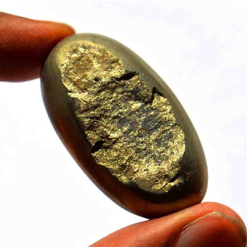 Wholesale Price G17322 Loose Cabochon 90 Carat Natural Pyrite Druzy Gemstone Cabochon Apache Gold Cabochon Oval Shape