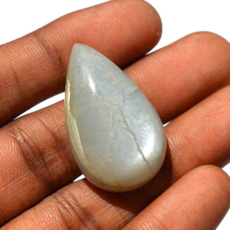 Craft Supplies 52 Carat Natural Grey Moonstone Gemstone Cabochon G24584 Pear Shape Moonstone Loose Cabochon