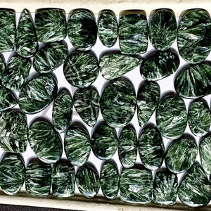 Natural Seraphinite Gemstones Wholesale Lot, Designer Loose Stone For Jewelry making, Healing Crystal Cabochon