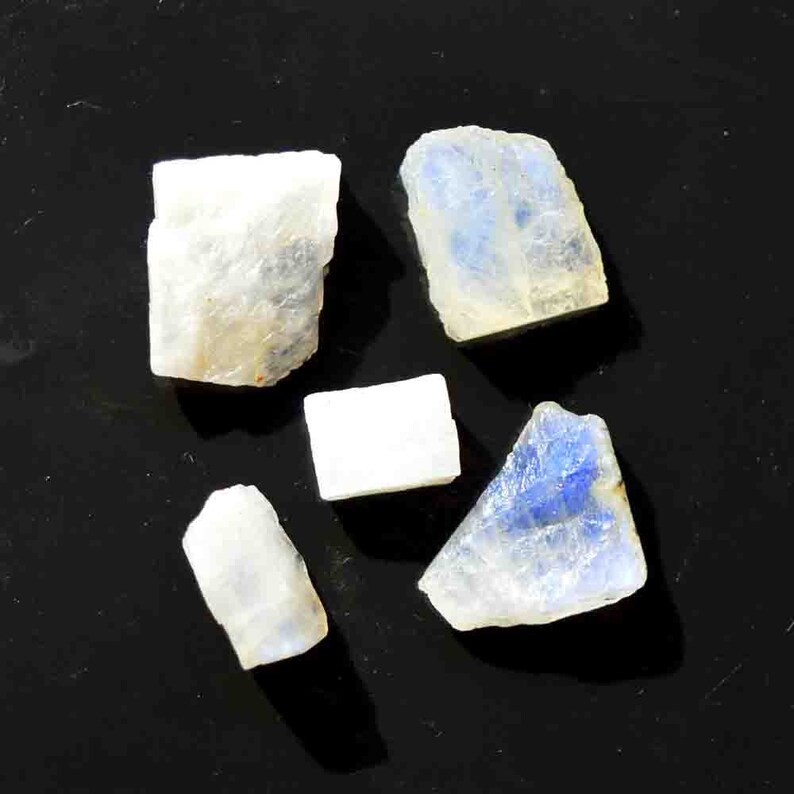 5 Pieces Lot Blue Fire Gemstone G20196 85.5 Carat Natural Blue Fire Rough Rainbow Moonstone Gemstone Craft Supplies