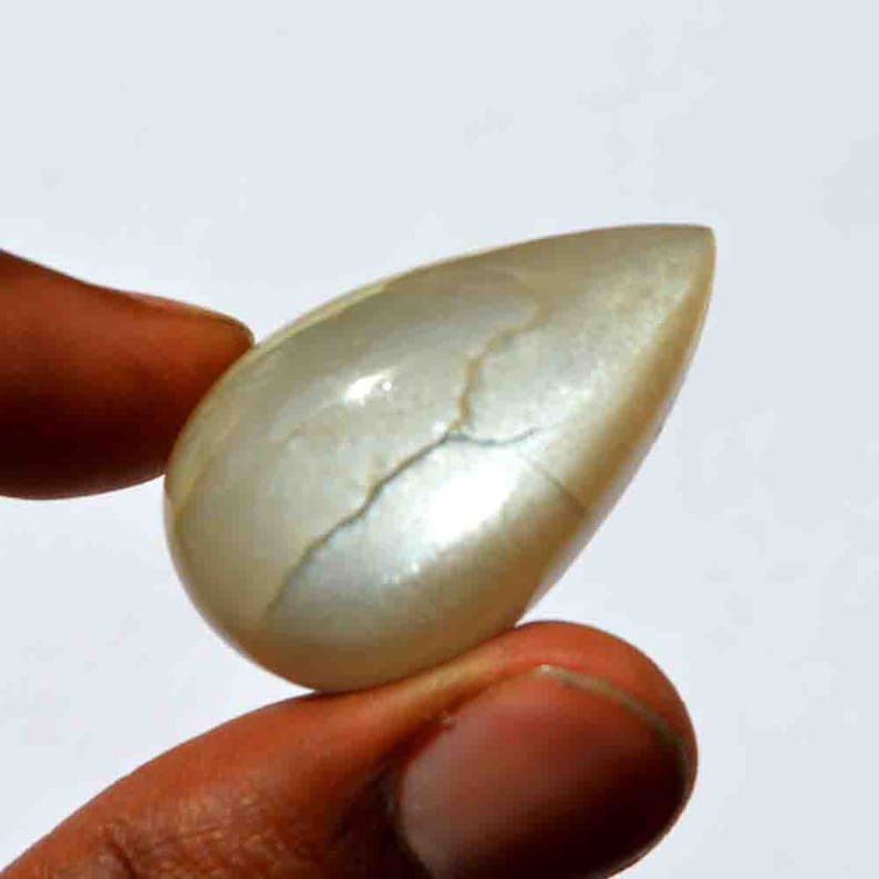 Craft Supplies 52 Carat Natural Grey Moonstone Gemstone Cabochon G24584 Pear Shape Moonstone Loose Cabochon