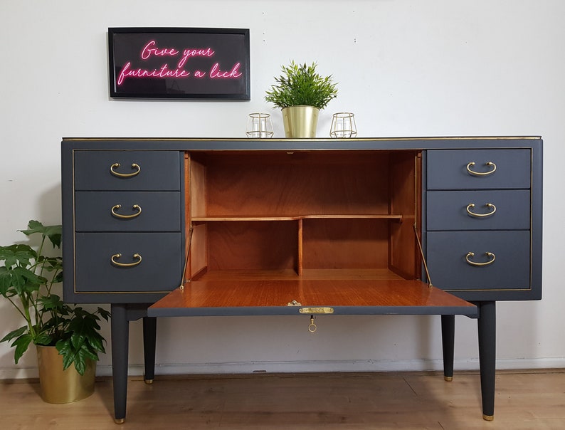 Mid Century Modern Sideboard Drinks Cabinet Cocktail Etsy