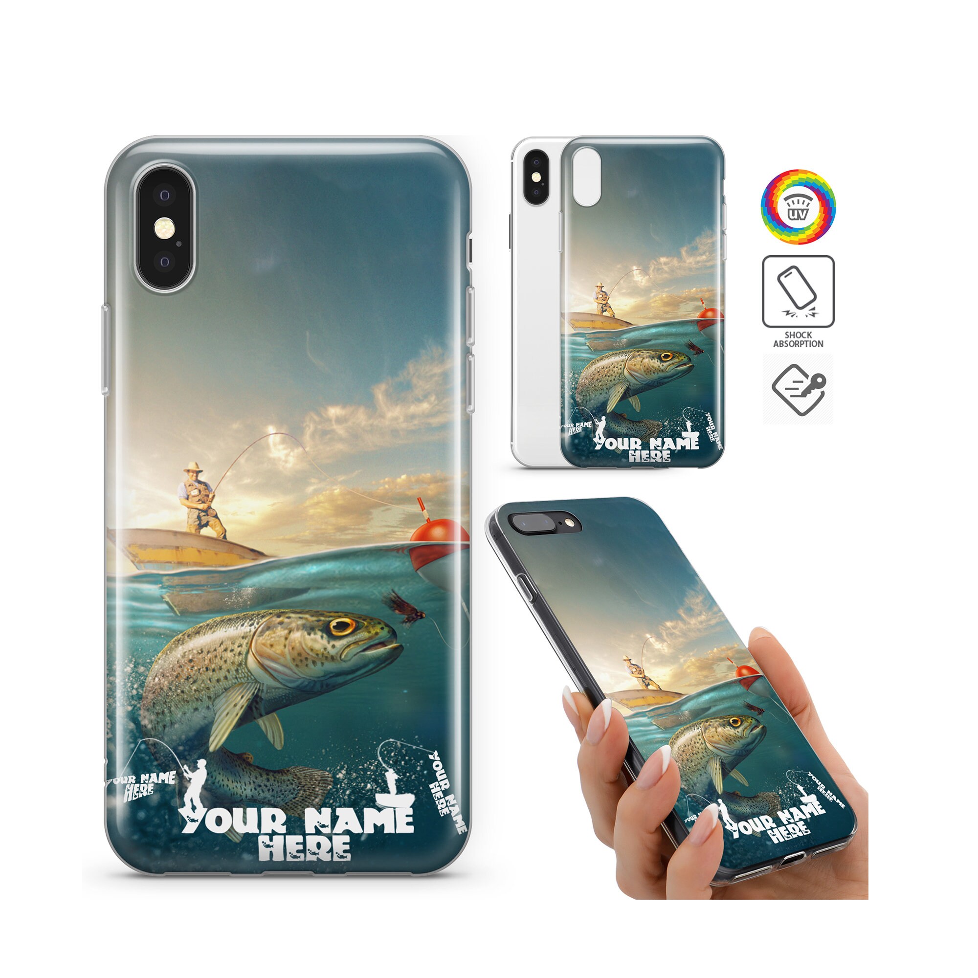 Fishing Man Design Phone Case Cover for iPhone 15 Pro Max 7,8