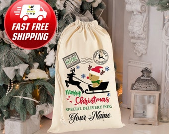 Personalized Christmas Santa Claus Sack Bag | Custom Santa Sack Personalized Christmas Bag | Santa Sacks Reindeer Bag | Christmas Gift