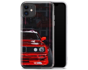 Red BMW E30 Drift Car From The Race For Car Fans Phone Case Cover For Apple iPhone, Samsung Galaxy And Huawei Models