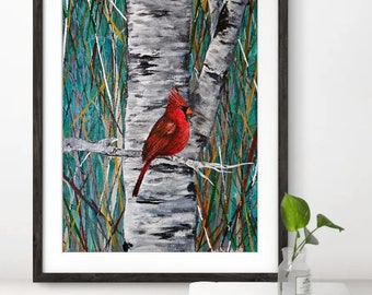 Cardinal in birch