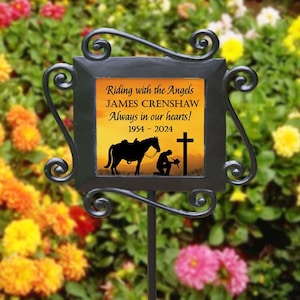 Personalized Cowboy Memorial Garden Stake: Sympathy Gift
