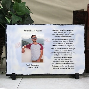 Personalized Memorial Slate Plaque: Brother Remembrance Photo Keepsake