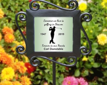 Personalized Golfer Memorial Garden Stake: Sympathy Gift