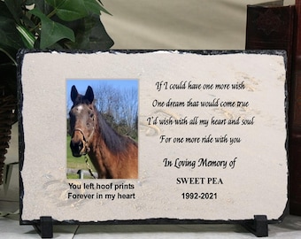 Personalized Horse Memorial Photo Slate Plaque: Sympathy Gift