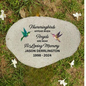Hummingbird Memorial Garden Stone: Sympathy Gift, Remembrance Keepsake