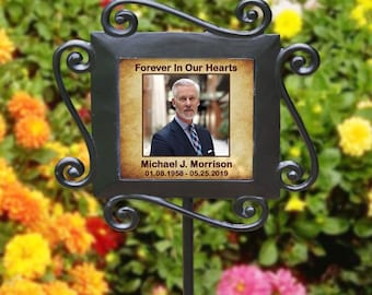 Personalized Memorial Photo Garden Stake Photo Memorial Plant Marker Cemetery Grave Decor Memorial Garden Decor Sympathy Gift