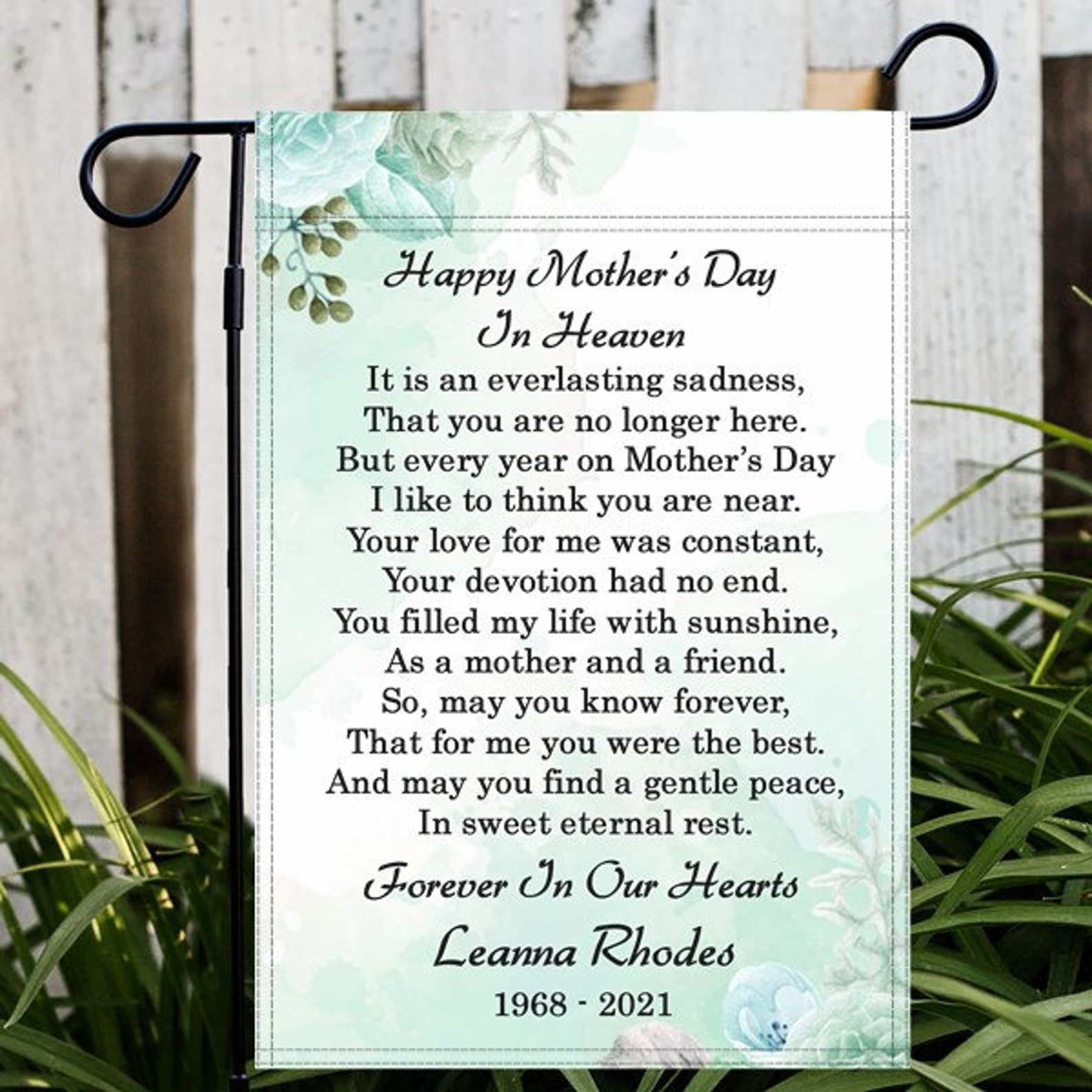 Personalized Mother's Day Memorial Garden Flag Happy Etsy