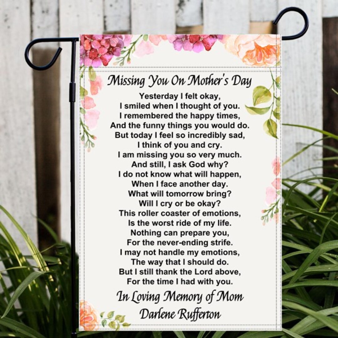 Mother's Day Memorial Garden Flag: Grave Decor, Missing You Mom Poem - Etsy