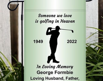 Personalized Memorial Garden Flag: Golfing in Heaven Grave Marker