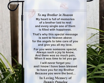 Personalized Brother Memorial Garden Flag: Loss of Brother Poem, Grave Decoration