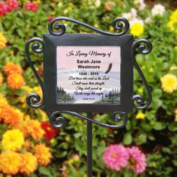 Personalized Memorial Garden Stake Soaring Eagle Plant Marker Sympathy Gift Any Text In Loving Memory Memorial Plaque