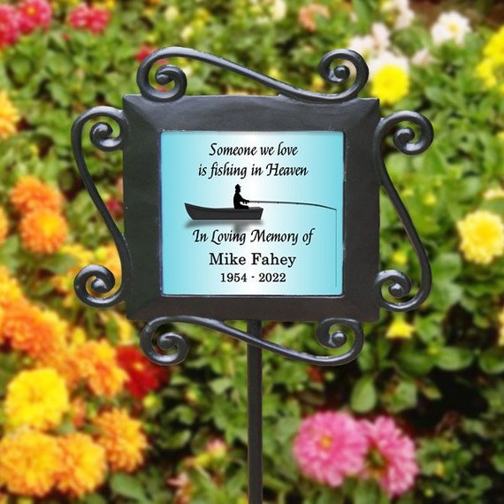 Personalized Fishing in Heaven memorial Garden Stake, Fisherman Memorial  Plaque Memorial Sympathy Gift