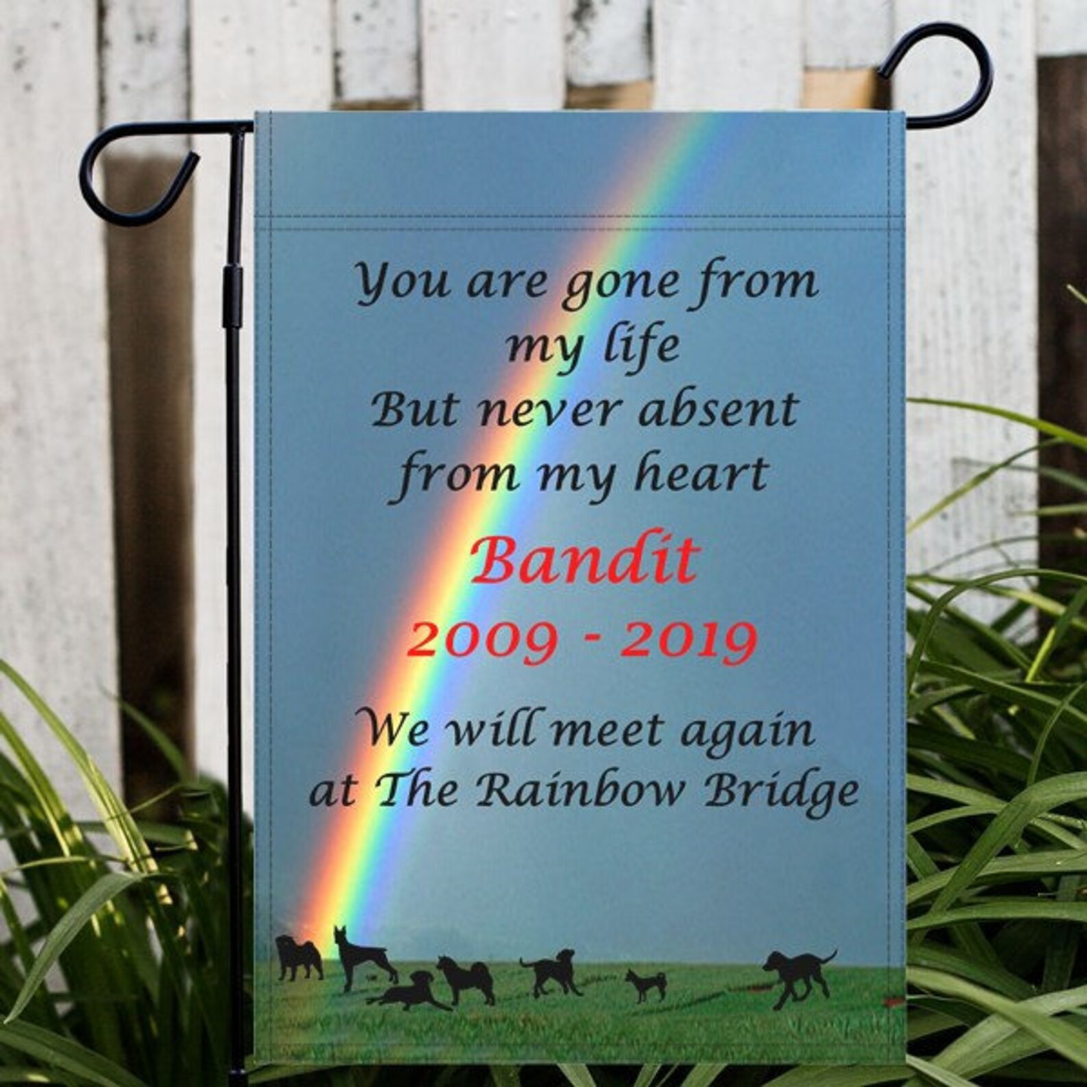 Personalized Dog Memorial Garden Flag Rainbow Bridge Pet Etsy