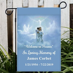 Personalized Memorial Garden Flag: Welcome to Heaven Cemetery Decor