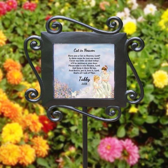 Personalized Cat Memorial Garden Stake In Heaven Design 2