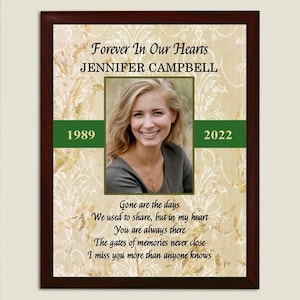 Personalized Photo Memorial Plaque: Custom Wood Sympathy Gift (8x10