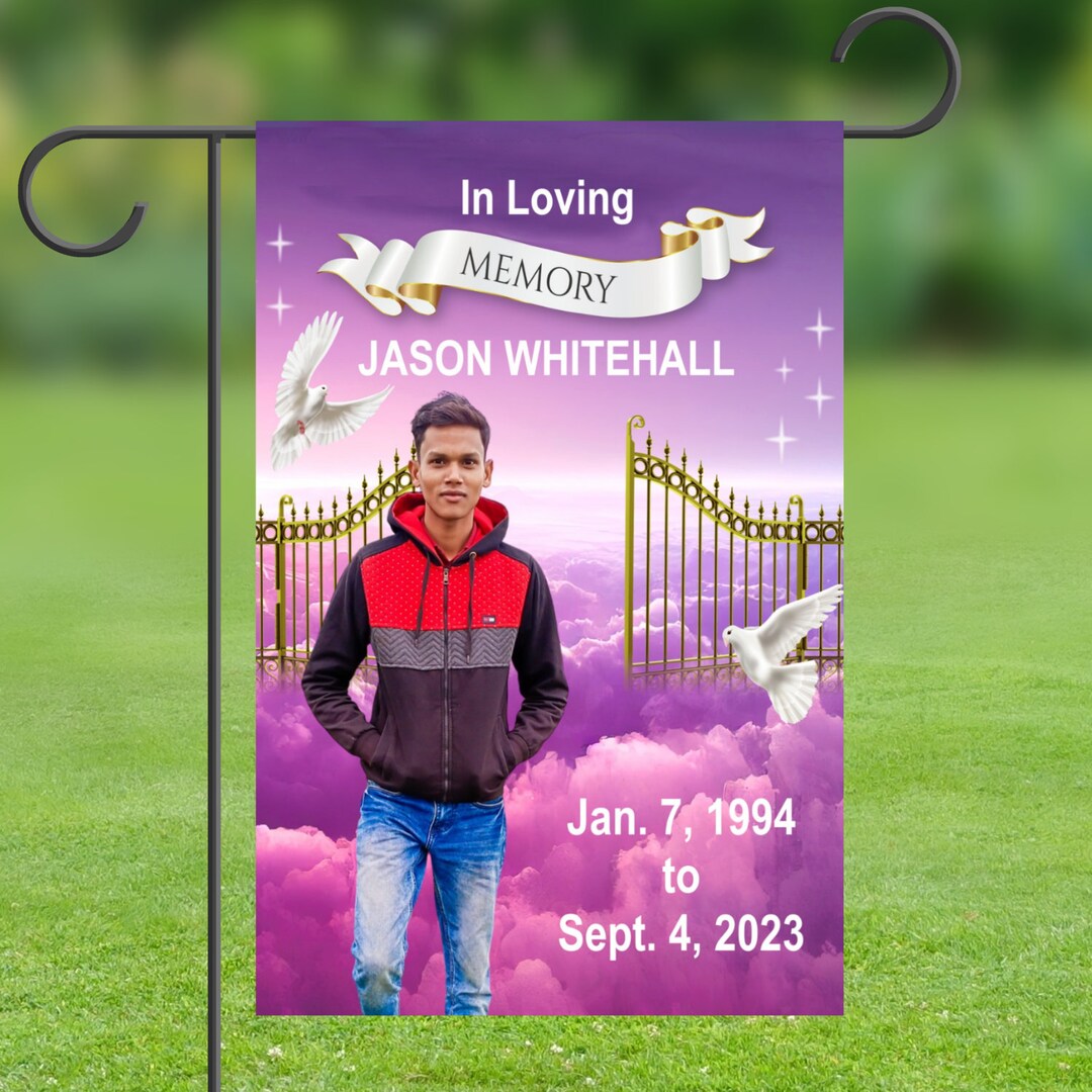Personalized Photo Memorial Garden Flag, Heaven's Gate, Custom Printed ...
