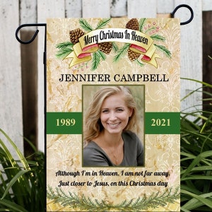 Personalized Photo Memorial Garden Flag: Christmas Remembrance Gift, Cemetry Decor